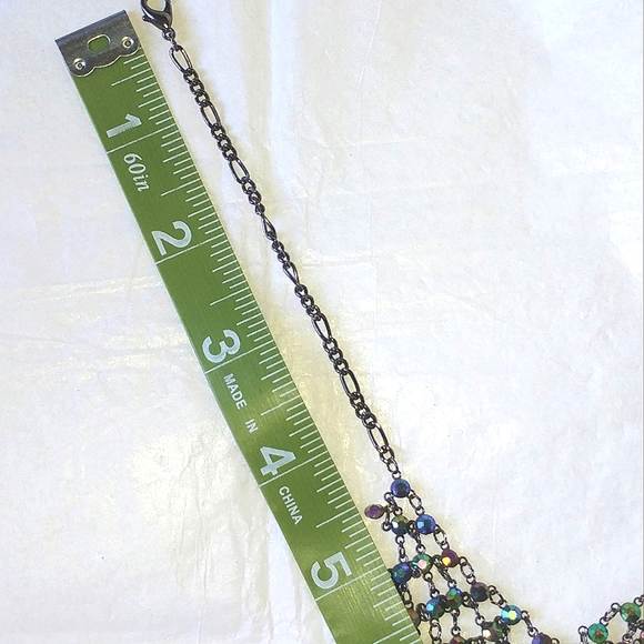 🦋 IRRIDESCENT MULTI-COLOR RHINESTONE BIB NECKLACE - Picture 4 of 9